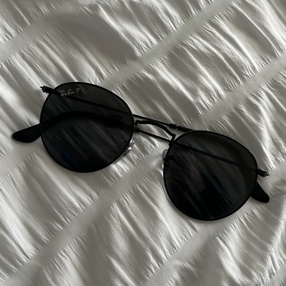 Ray Ban P (Polarized) Sunglasses Metal Round-frame Narrow Fit in Black